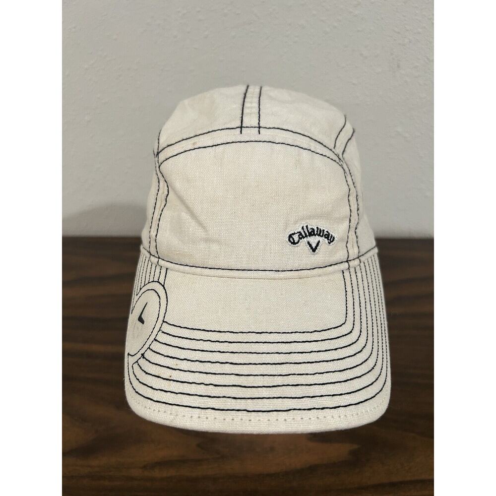 Callaway Hat Linen Cotton Golf Cap Adjustable One Size New Era Strapback Stitch